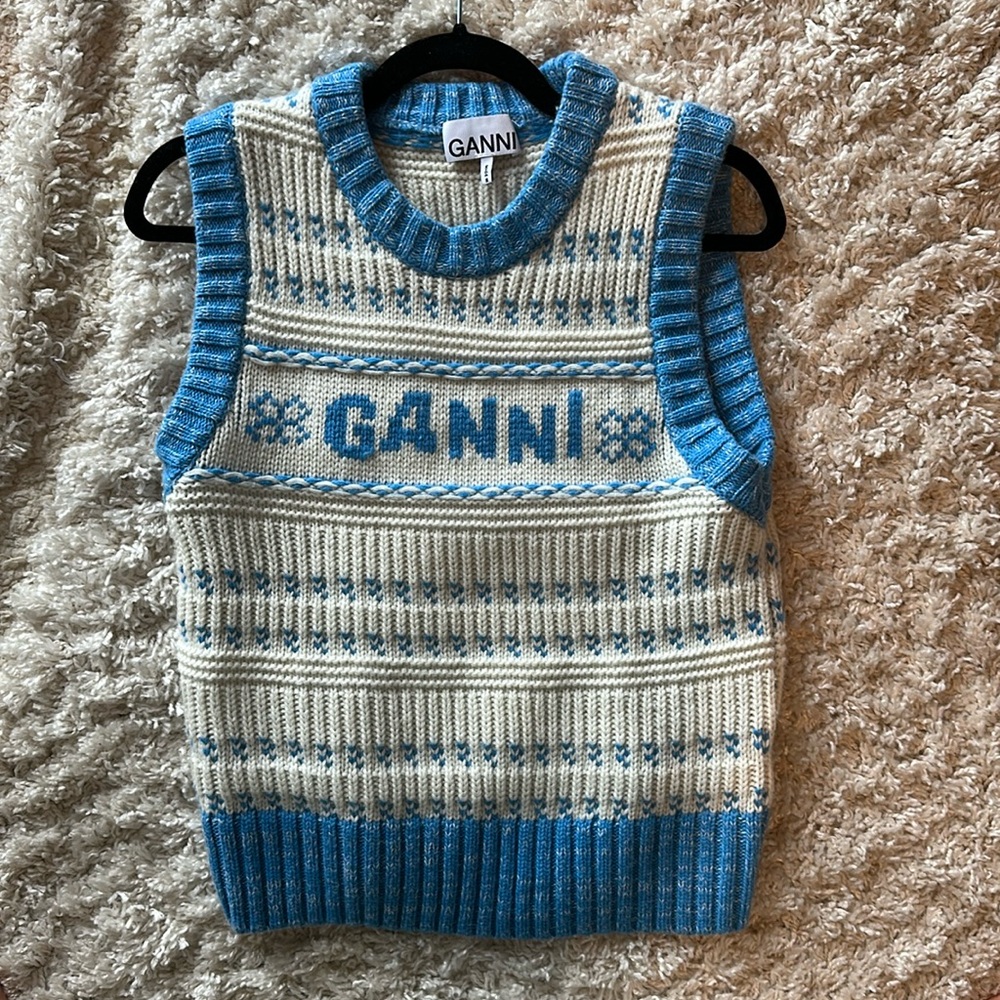 GANNI Off-White Jacquard Vest